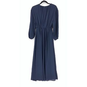 Modern Citizen Womens Sz XS Dress Maxi Long Sleeve Navy Gathered Elastic Waist